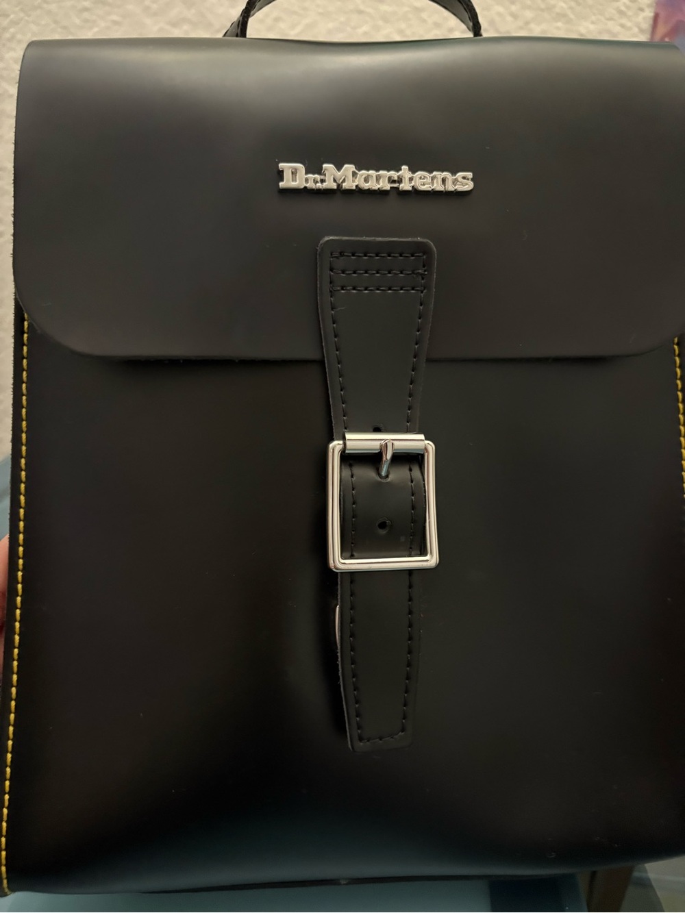 Dr. Martens Black Leather Backpack with Silver Hardware
